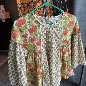 Floral Blouse with Bell Sleeves T